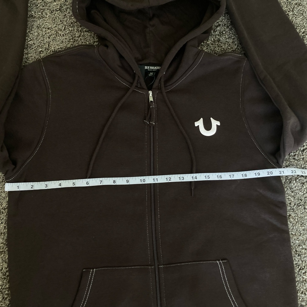 True Religion Buddha Logo Seal Zip Hoodie Brown Men’s M - Picture 11 of 14